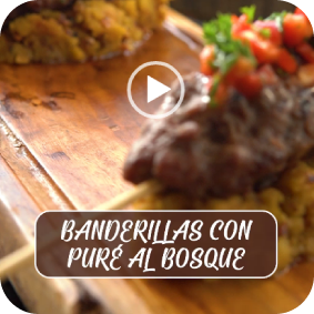 Banderillas con puré al bosque